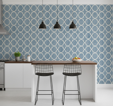 Tiles wallpaper geometric blue pattern - TenStickers