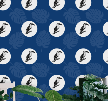 Toucan and leaves birds wallpaper - TenStickers