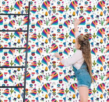 Toucan Floral Motif cute animal wallpaper - TenStickers