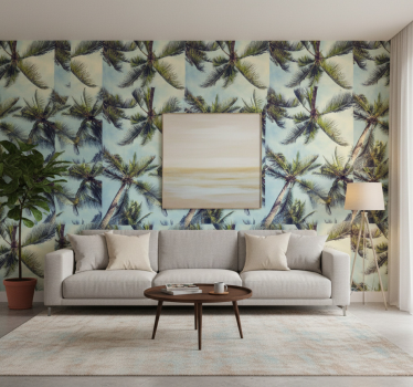 Tree wallpaper featuring palm trees from the bottom - TenStickers