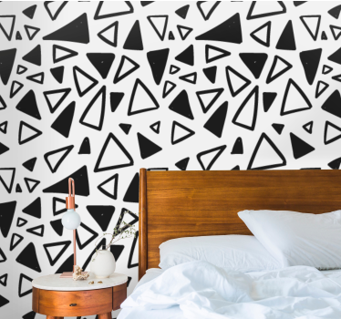 Black and white motif wallpaper triangles - TenStickers