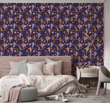 Tropical Bird Pattern cute animal wallpaper - TenStickers