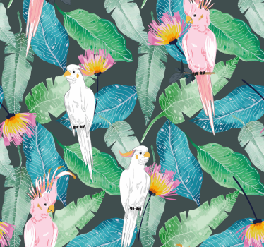 Tropical birds and leaves wall wallpaper - TenStickers
