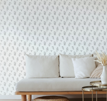 Tropical Birds Sketch parrots wallpaper - TenStickers
