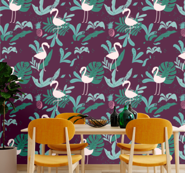 Tropical Flamingo cute animal wallpaper - TenStickers