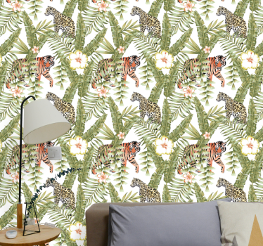 Tropical Jungle Fauna cute animal wallpaper - TenStickers
