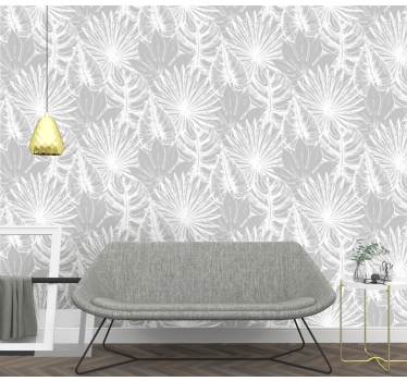 Tropical palm tree grey light palm tree wallpaper - TenStickers