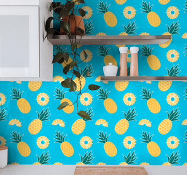 Tropical Pineapple Print cute animal wallpaper - TenStickers