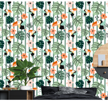 Tropical Toucan Theme cute animal wallpaper - TenStickers