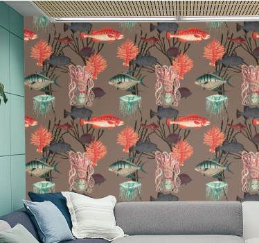 Underwater Marine Life fishes wallpaper - TenStickers