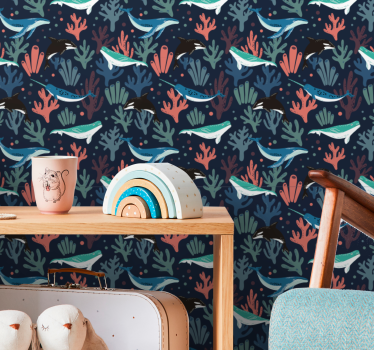 Underwater Scene fishes wallpaper - TenStickers