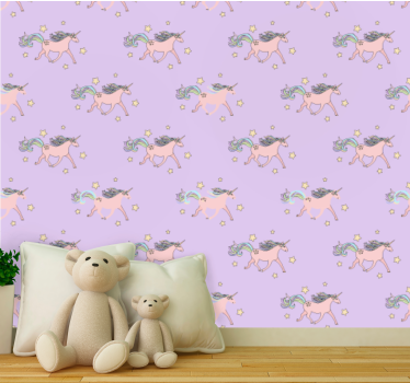 Unicorn Fantasy Vibes cute animal wallpaper - TenStickers