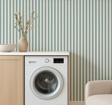 Vertical striped wallpaper teal pinstripe - TenStickers