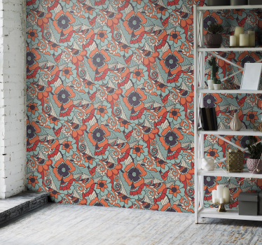 Vibrant Pattern wallpaper flowery - TenStickers