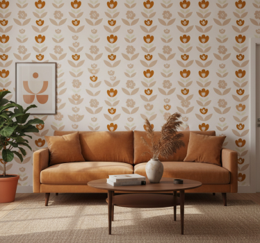 Vintage wallpaper with 70s floral patterns - TenStickers