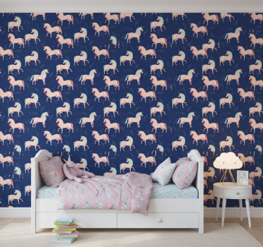 Wallpaper childrens room enchanted unicorns design - TenStickers