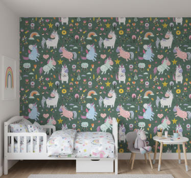 Wallpaper childrens room fantasy unicorn designs - TenStickers