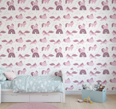 Wallpaper childrens room funny unicorns and stars - TenStickers
