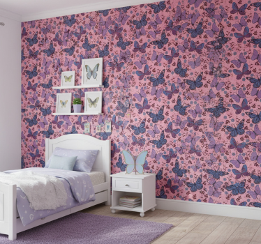 Wallpaper childrens room in purple tones with quotes - TenStickers