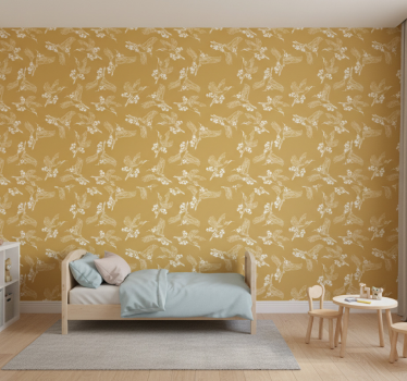 Wallpaper childrens room japanese flowers and birds - TenStickers