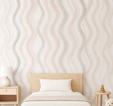 Wallpaper childrens room light grey pink watercolor lines - TenStickers