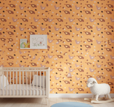 Wallpaper childrens room orange chick design - TenStickers