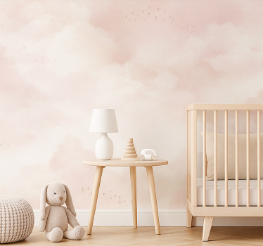 Wallpaper childrens room pink clouds - TenStickers