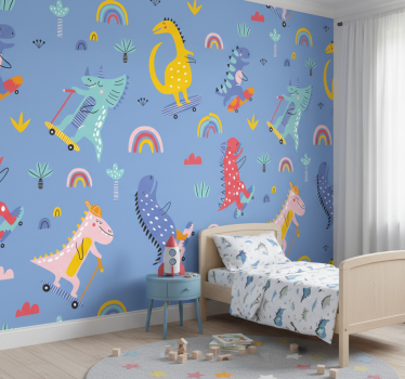 Wallpaper childrens room skateboarding scene - TenStickers