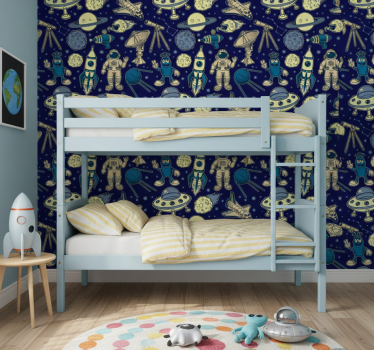 Wallpaper childrens room space characters - TenStickers