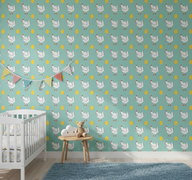 Wallpaper childrens room white chick blue background - TenStickers