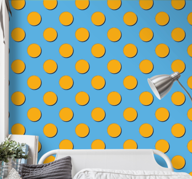 Wallpaper dots orange dots on blue background - TenStickers