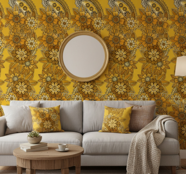 Wallpaper flowery in paisley indian style - TenStickers