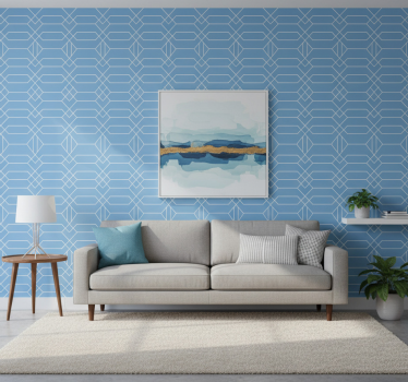 Wallpaper geometric blue lines - TenStickers