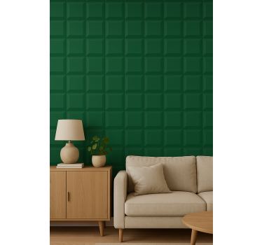 Wallpaper geometric 3d green squares - TenStickers