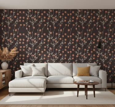 Wallpaper patterns brown floral design - TenStickers