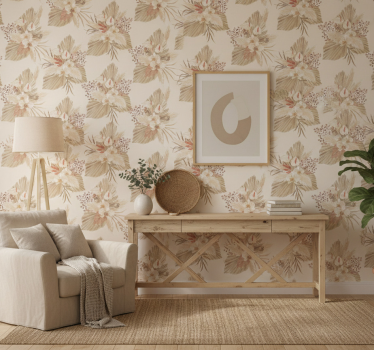 Living room wallpaper dried flower and pampas grass - TenStickers