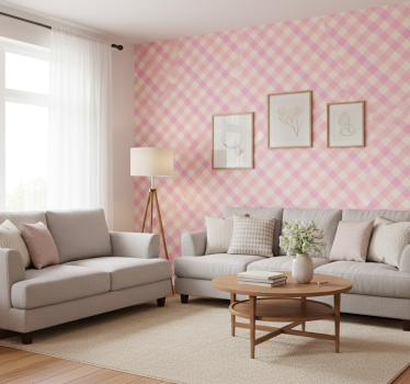 Wallpaper patterns pink checked pattern - TenStickers