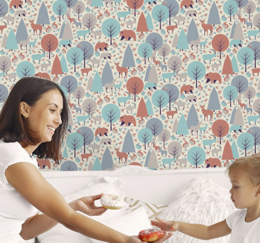 Wallpaper with animals and trees - TenStickers