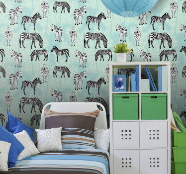 Wallpaper zebra in zebra pattern - TenStickers