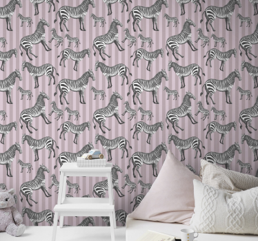 Wallpaper zebra pink animal design - TenStickers