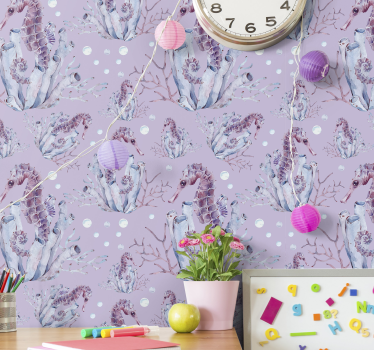 Watercolor Seahorse Cool animal wallpaper - TenStickers