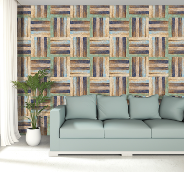 Weave of colours wood Pattern Wallpaper - TenStickers
