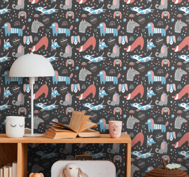 Whimsical Animal Illustrations cute animal wallpaper - TenStickers