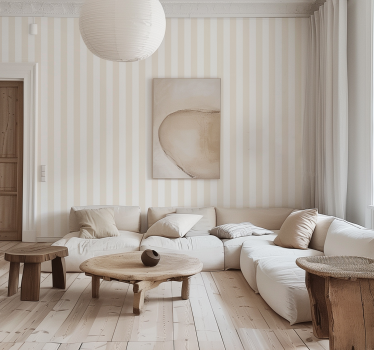 White and beige colours vertical striped wallpaper - TenStickers
