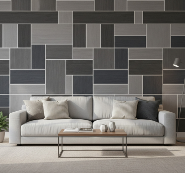 Wood feature wallpaper in grey wooden panels - TenStickers