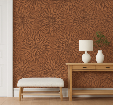 Wood feature wallpaper modern coral bloom burst - TenStickers