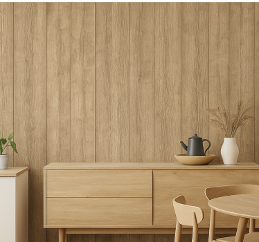 Wood feature wallpaper natural sanded oak vertical - TenStickers