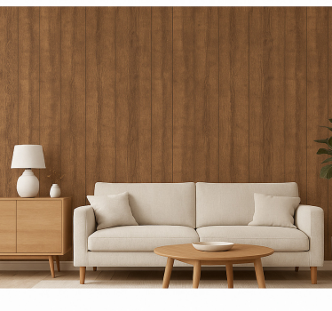 Wood feature wallpaper rustic walnut wood plank - TenStickers