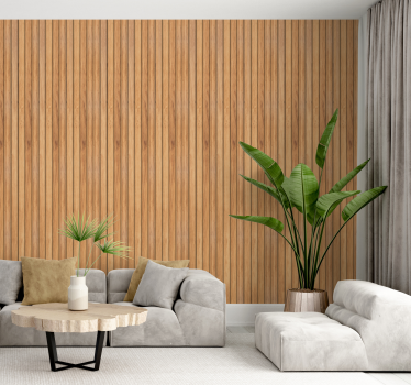 Wood style vertical teak wood slats wood wallpaper - TenStickers