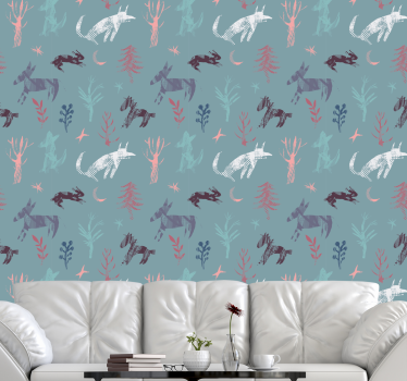 Woodland Creature Motif cute animal wallpaper - TenStickers